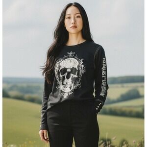 Harley Davidson Womens Y2K 90s Las Vegas Skull Graphic Long Sleeve Shirt Size L